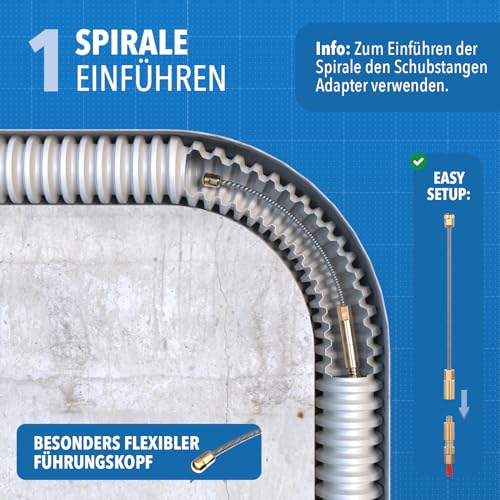Einziehspirale 30m - Kabeleinziehhilfe, Einziehspirale mit Einziehfeder, Einziehhilfe für Leerrohre, Kabeleinzugshilfe für Leerrohr, Zugdraht, Kabelzieher für Kabel & Elektroinstallationen