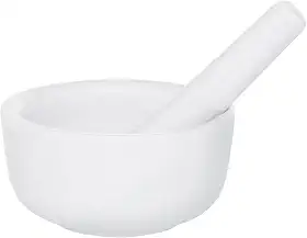 HIC Kitchen Almofariz e pilão para moer especiarias e ervas e comprimidos de esmagamento, porcelana branca fina