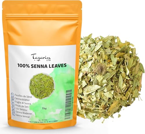 1kg Feuilles de Séné Entières - Puissant Purgatif, Laxatif Naturel - Favorise le Transit Intestinal et le Nettoyage du Colon - Tisane Detox