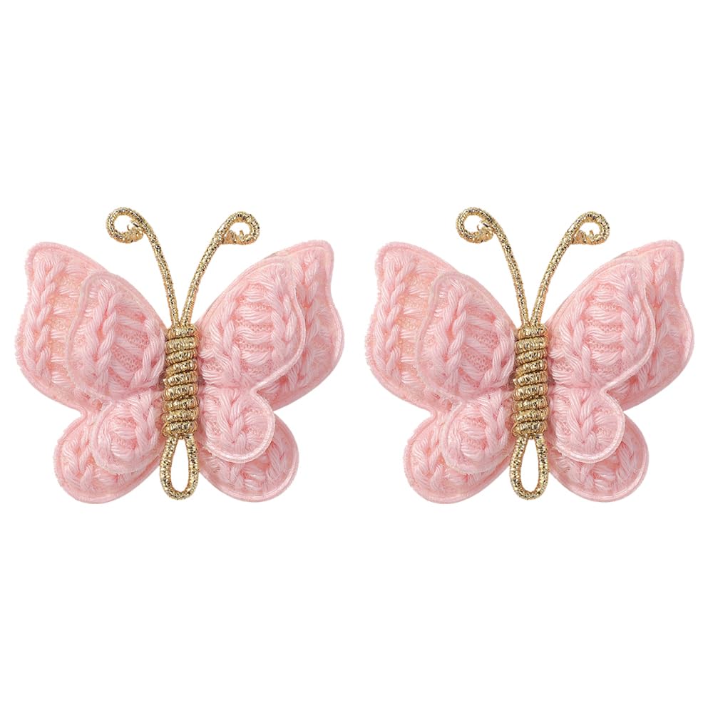 Wistamik Pack of 2 hair bows girls. Kids’Fashionable Artificial Butterfly Hair Clips (pink)