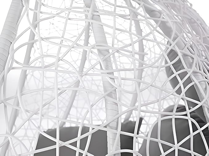 Image of Rattan 1 Seater Slide Jhula /Swing Chair with Stand and Cushion for Adults Balcony L Shape|| Balcony|| Patio|| Indoor|| Porch|| Yard||Outdoor Furniture (White Red)
