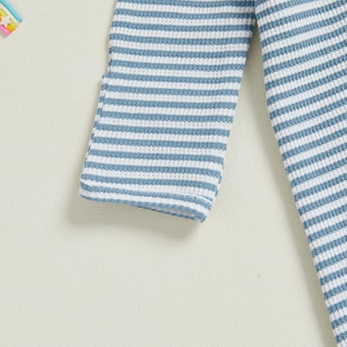 Image of Baby Girl Boy Sleeping Waffle Bag Letter Embroidery Long Sleeve Sleep Striped Sack with Hat 2 Piece Set for Fall