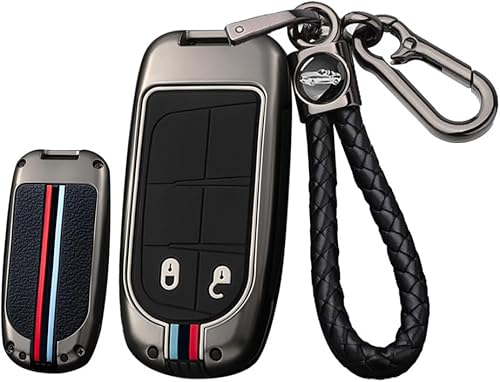 ontto Funda para llave de coche con protección de 360 grados, elegante carcasa para llave para Jeep Grand Renegade Cherokee, Negro -