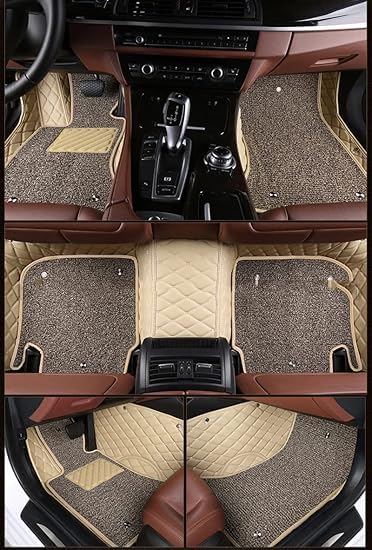 Image of 7D Premium Leatherette Car Foot Mat| Luxurious & Elegant Look | 100% Waterproof and Dust Proof | Custom Fitted 7D Car Floor Tray Mat for Tesla Model Y 2026 (Black with Biege)