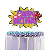 Superhero Boom Happy Birthday Cake Topper-Hero Theme Cake Decorations-Superhero Birthday Cake Pick -
