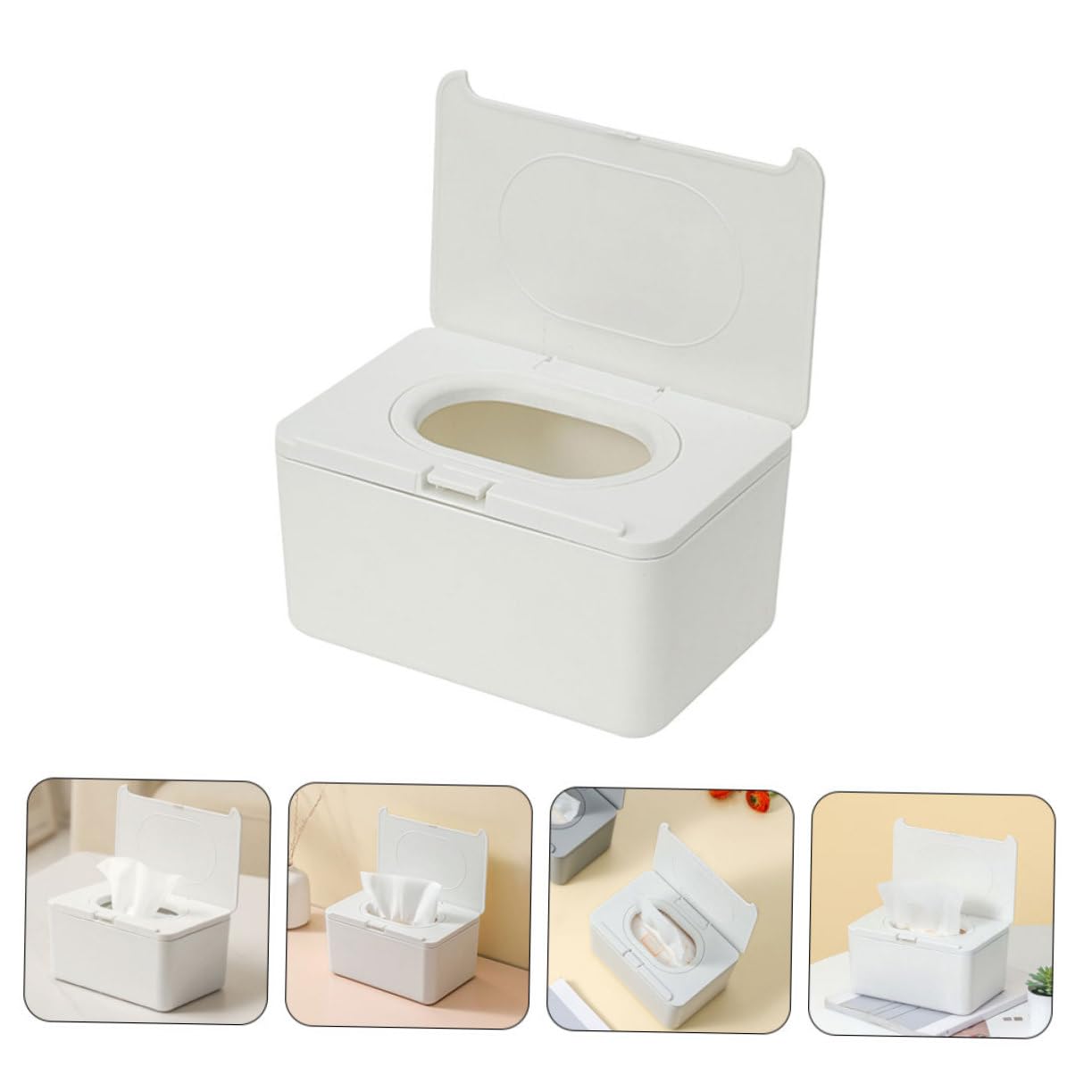 Boîte Distributrice de Lingettes pour Bébé 2 Pièces, Plastique Blanc