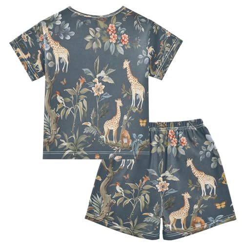 senya Short Sleeve Pajamas Sets Summer Cotton Sleepwear Jungle Animals2