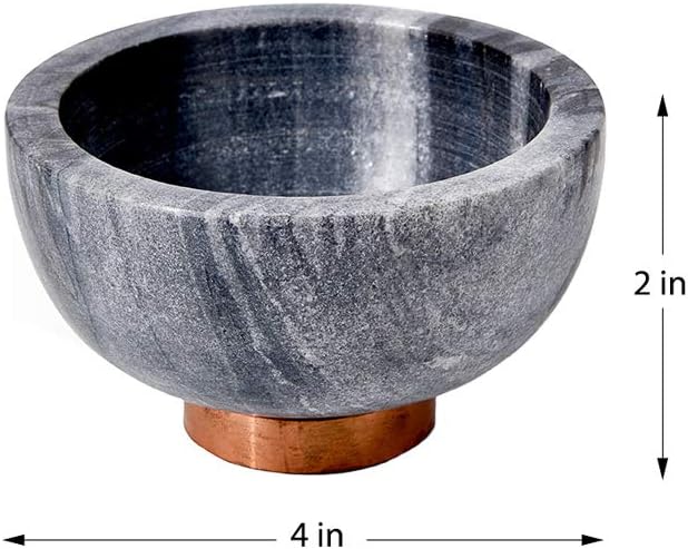 Serene Spaces Living White Marble Bowl with Brass Ring, Decorative Multi-Purpose Bowl- Use as Centerpiece Bowl, Fruit Bowl, Medium Size Measures 2" Tall and 6" Diameter: Home & Kitchen