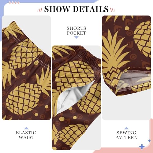 ZZXXB Gold Pineapple Boys Long Pants Soft Trousers Elastic Waist Kids Lounge Bottoms with Pockets S-XL4