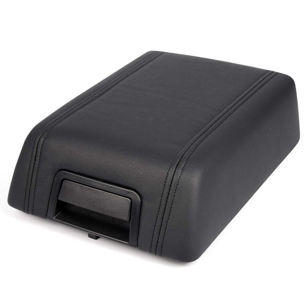 CHEDA New Armrest Lid Leather Cover Pad, Compatible with 2004-2008 Ford F150, Center Console Armrest Protector Top Replacement Black