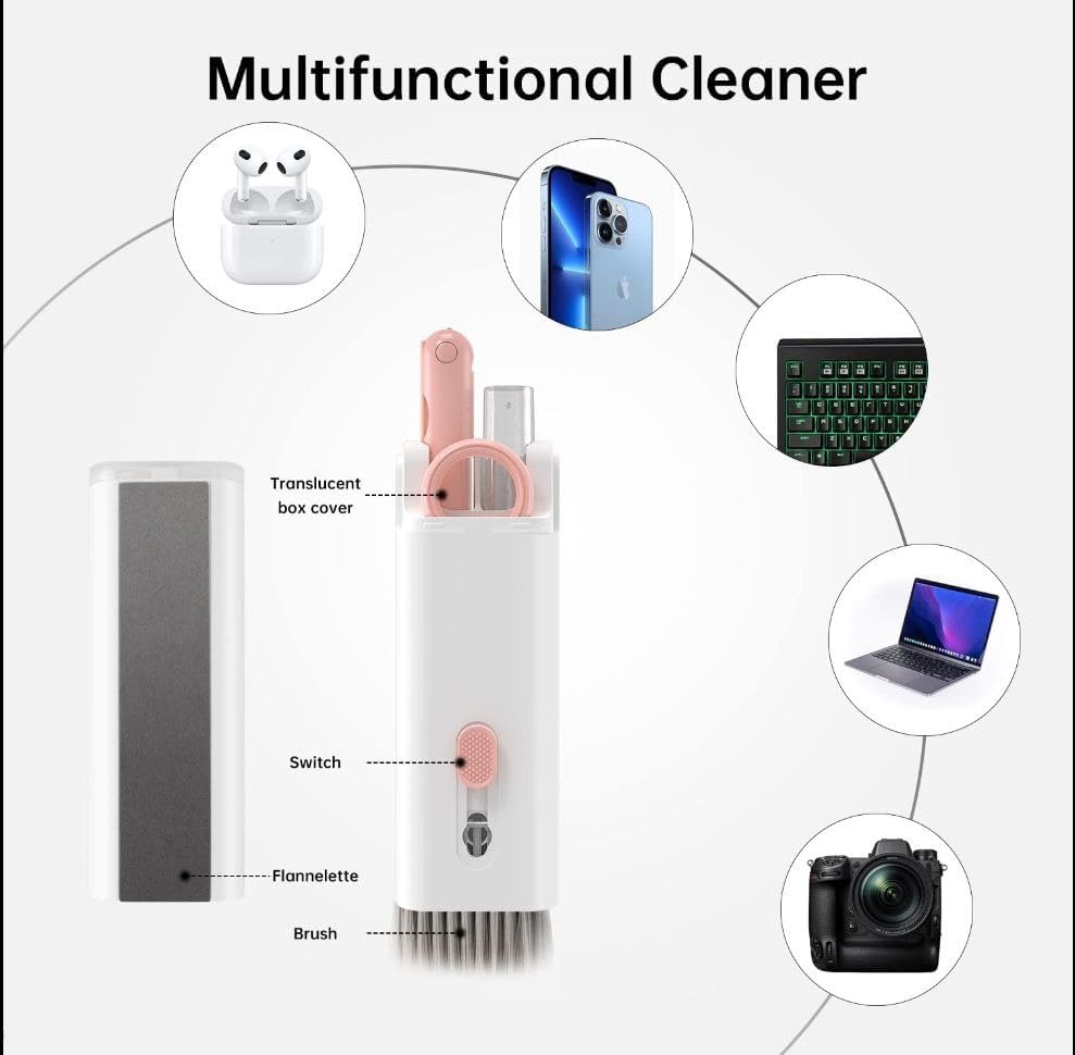 Image of 7 in 1 Laptop Cleaning Kit | Keyboard Cleaning Brush with Keycap Puller, Gap Duster & Spray Bottle | Multi-Function Gadget Cleaning Tools for Laptop, Monitor, Keyboard, Earphones & Electronics