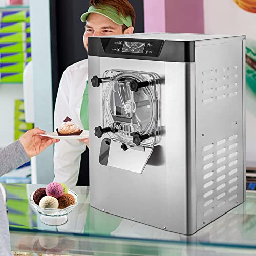 VEVOR Kommerzielle Eiscreme-Maschine, 12 L/h Einzelgeschmacksrichtung Arbeitsplatten-Eiscrememaschine für Hartes Servieren, 4,5 L Edelstahlzylinder, LED-Panel, Automatische Vorkühlung mit Reinigung – Bild 3