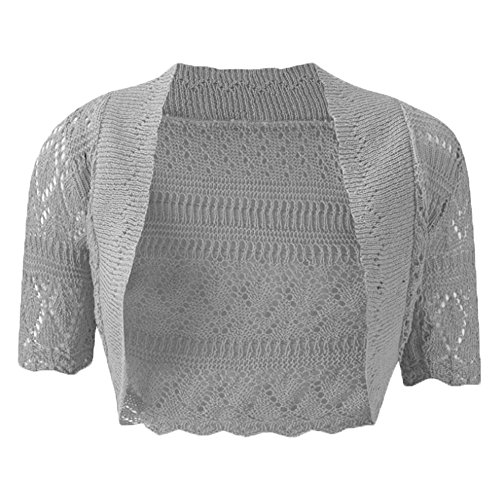 Chaqueta de manga corta de ganchillo para mujer en color negro talla S