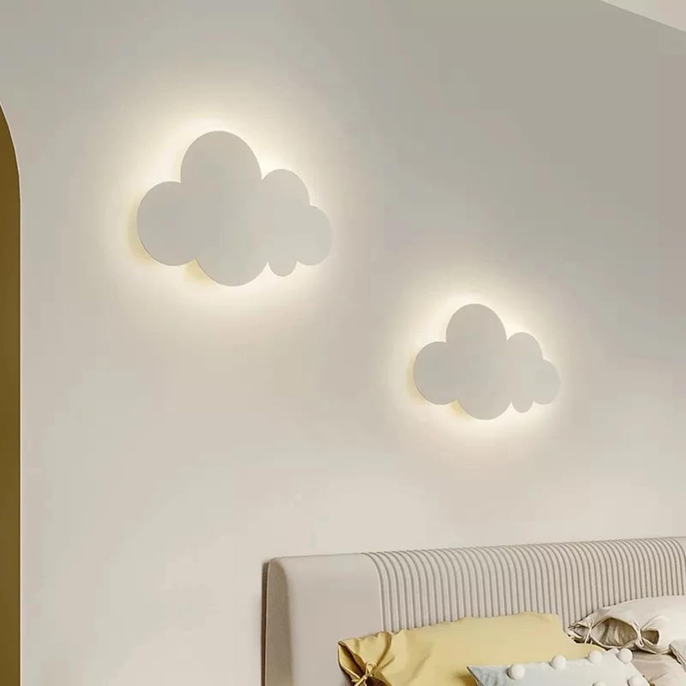 Partenopeautensili® Applique a led lampada per interno moderna luce da parete a muro lampada 9W 630 Lumen (NON E' A BATTERIA) illuminazione by universo (Nuvola, Cambia 3 tonalità luce Bianca)