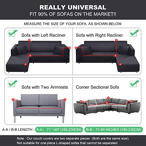 Bt.wa Couch Cover L Shape Sectional Sofa Cover 2-Piece Soft Stretch Reversible Sofa Slipcover 3 Seater + 3 Seater Furniture Protector Couch Slipcover With 2Pcs Pillowcases (Dark Grey) #TOP4