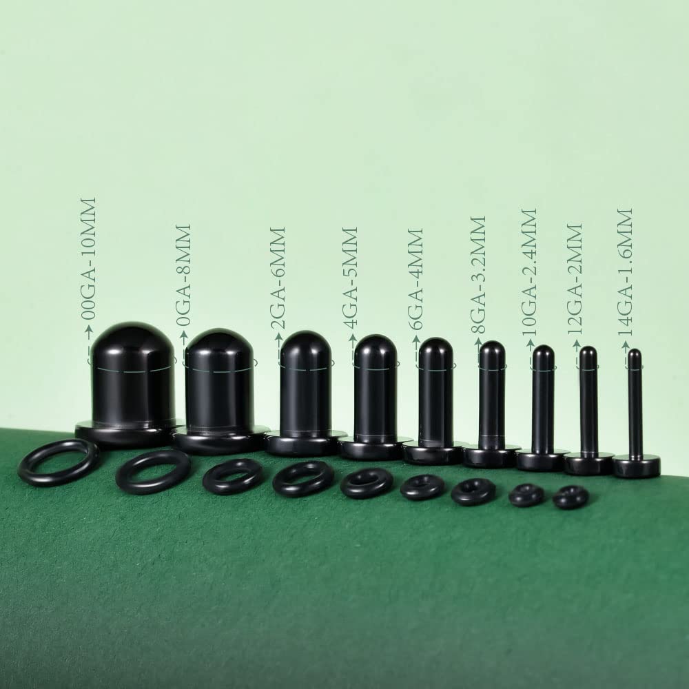 TBOSEN 18 Pieces Surgical Stainless Steel Stretching Kit Plugs Expander Single Flat Top Body Piercing Jewellery Set 14G-00G
