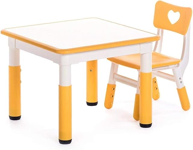 ATAAY Children's Study Desk Chair Set Kids Study Table Children's Table and Chair Set Children's Room Learning Drawing Game Long Table Can Withstand 200KG