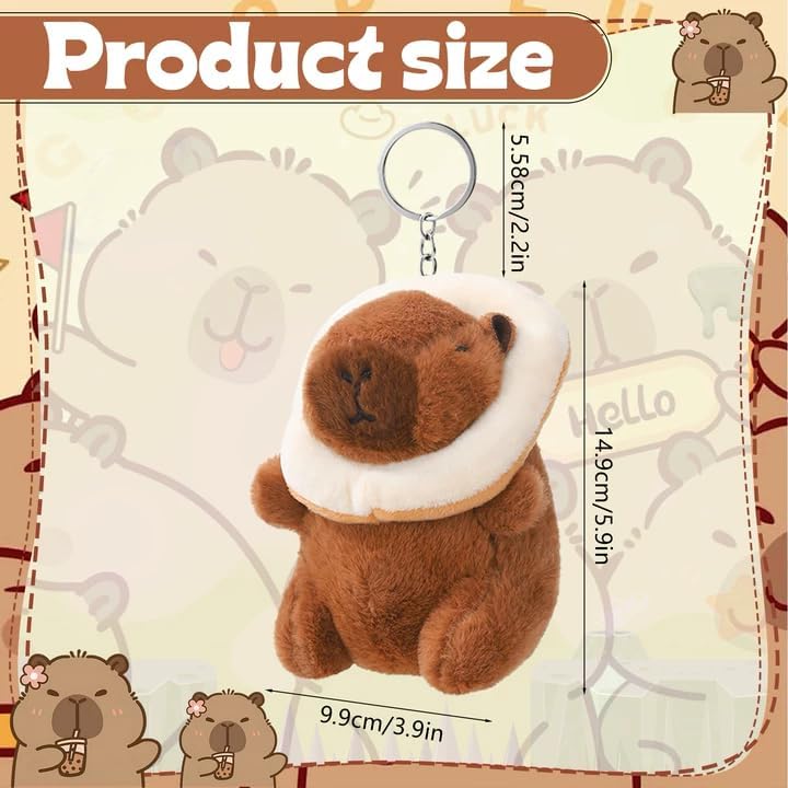 9 Piece Capybara Plush Keychain Set, Cute Animal Keychains Outfits for Backpack Gifts - Image 7
