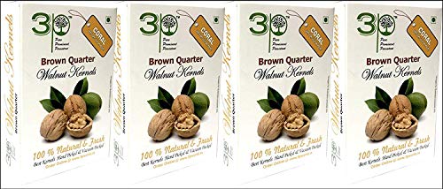 Image of 3p Kashmiri Organic Walnut Kernels Without Shell Natural Akhrot Giri Dry Fruit Brown Quarter 800 grams (200gm x Pack of 4)