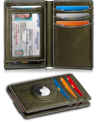 KEMISANT Men Wallet Airtag&Standard Use, Slim Wallet Money Clip Credit Card Holder for Gift Men 10 Cards Magnegic Closure2