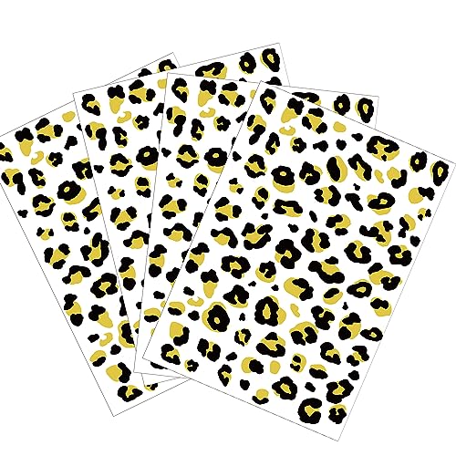 Leopard Print Face Tattoos, 4-Sheet Fake Cheetah Whisker Tattoos, Temporary for Halloween Costume Makeup, Gold