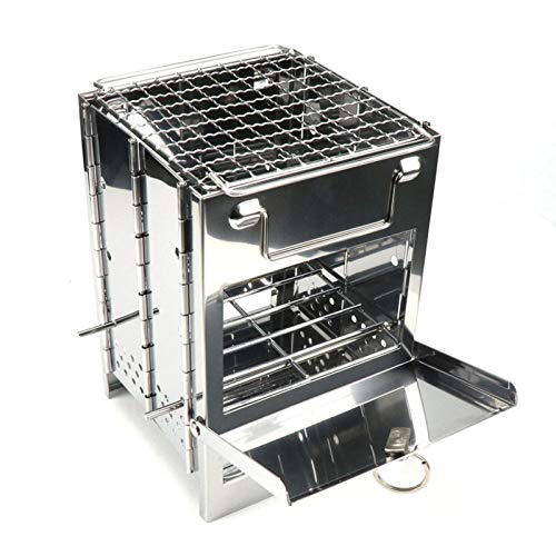 Holzkohlegrills Quadratischer Edelstah Lofen Faltbarer BBQ Grill Verstellbarer Outdoor Mini Holzkohle Ofen Für Camping Grill Picknicks