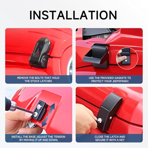 Image of Hood Latches Locking Jeep JL JK Hood Lock Compatible with Jeep Wrangler JK 2007-2018 / Wrangler JL JLU 2018-2025 / Gladiator JT 2020-2025