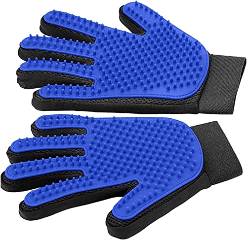 【正規品】SuperShop ペットブラシ グローブ 手袋 猫 犬 ブラッシング ブラシ 1ペア 抜け毛取り クリーナー マッサージ 皮膚に優しい 洗い可能 柔軟 通気性 グルーミンググローブ 猫犬 短毛 中毛 長毛 通用 (ブルー)