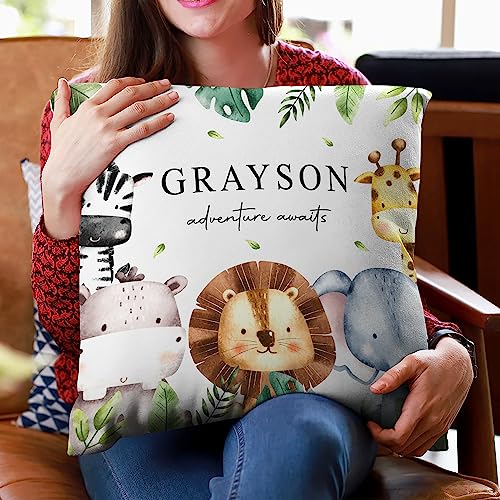 Hyturtle Personalized Boys Girls Nursery Throw Pillow (Insert Included) Gifts -Nursery Cushion -New Baby Boy Girl Gift -Baby Shower Pillow - Adventure Custom Name Sofa Couch Cushion Home Decor Pillow - Image 6