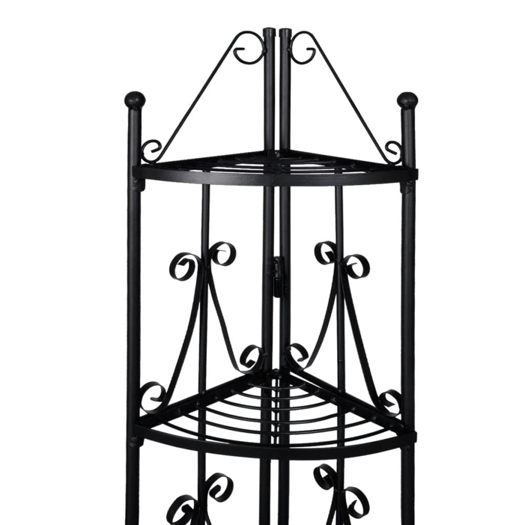 Mangloder Pflanzentreppe Blumenregal Standregal Eckregal aus Stahlrohr schwarz 5 Fach 160 cm, platzsparend für Ecke, Balkon, Terrasse, Garten und Wohnzimmer mit wetterfester Pulverbeschichtung