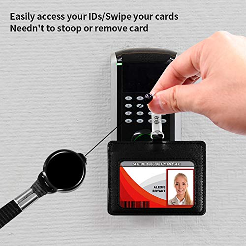 HONZUEN JoJo ID-Kaarthoezen met Band, PU-leer ID Kaarthouder Naamplaatje met Schouderband, Retractable ID Badge Houder… - Image 4