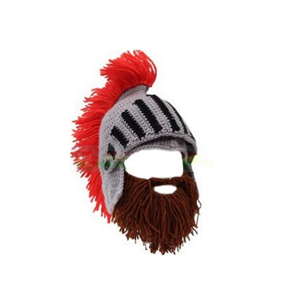 Yonii Men's Grey Wig Beard Hats Handmade Knit Warm Winter Caps Ski Funny Mask Beanie