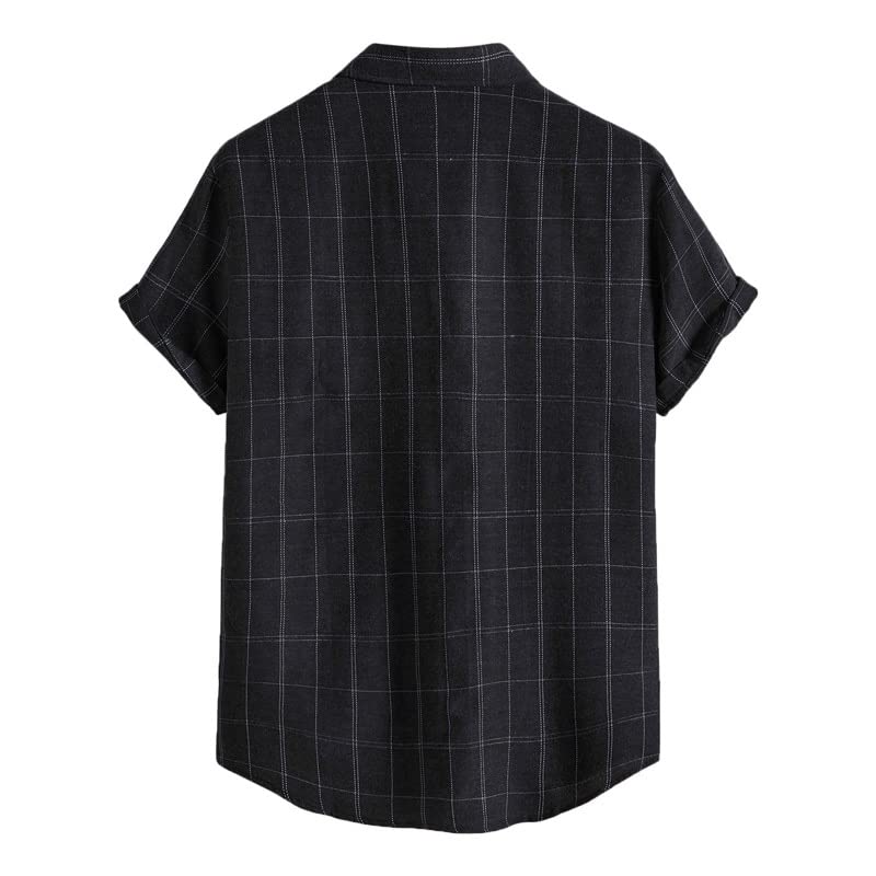 Loose Spot Cotton Plaid Daily Lapel Men's Wear3