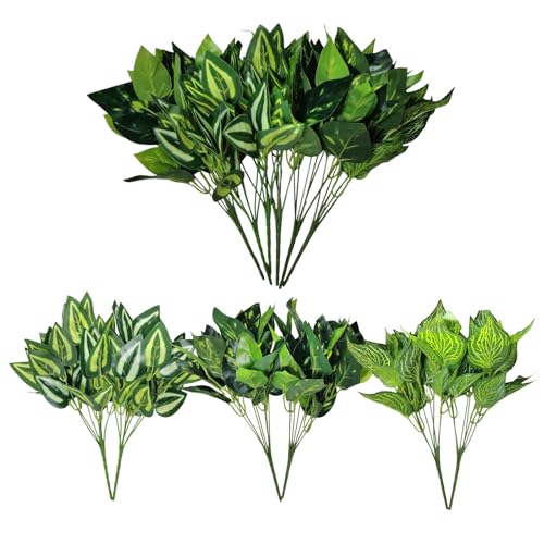 RongyuHuide 6 Bundles of Artificial Green Plants, Artificial Greenery, Fake Floral Plants Decor Outdoor Artificial Plants,Plastic Plants，Outdoor Large Decorative Flowers (Autumn Series)