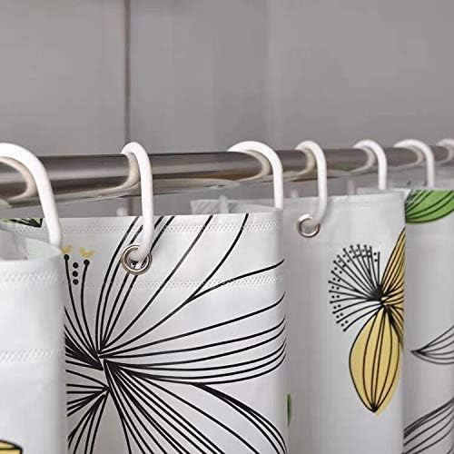 Chirano 12 PCS Plastic Shower Curtain Hooks, White, C Shape Rings for Bathroom Shower Rod