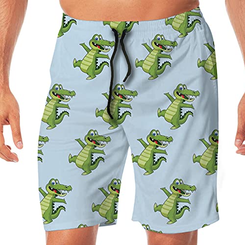 Boys Big & Tall Fit Swim Trunks for Beach, Gym, Surf - Alligator Pattern Elastic Waistband Board Shorts Hip Hop Quick Dry Adjustable Drawstring Bathing Suits