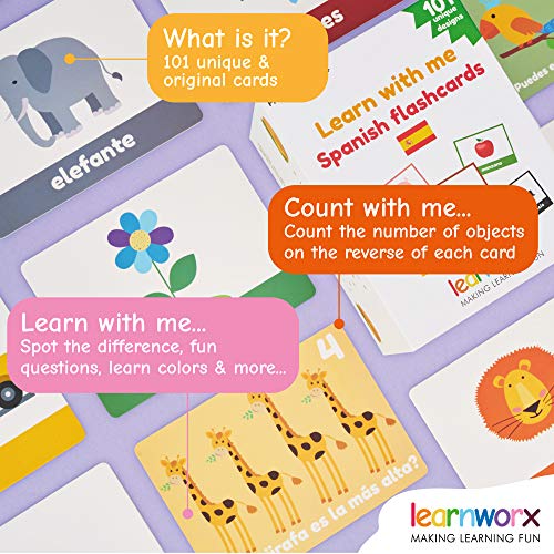 Spanish Flash Cards for Kids & Toddlers - 101 Cards - 202 Sides - Learn with Me - Objects, Numbers & Play Games - Great Value, Fun Learning and Educational Flashcards - Image 5