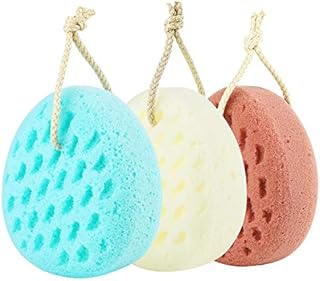 KECUCO 3 Pcs Bath Sponge for Women, Men, Teenager. Sponge Loofah Body Scrubber Shower Sponge, 3 Colors & Large Size Shower Pouf Cleaning Loofahs Sponge Body Sponges for Shower Exfoliating