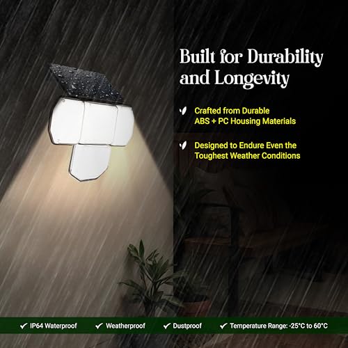 Image of Dylect Eco Solar Security Light Outdoor for 12Hr Runtime, 4 x Movable Panel, Ultra Bright with Advanced Motion Sensor, IP64 Waterproof, Solar Light for Garden, Shop, Home, Parking (Warm + Cool White)