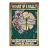 Fmcmly vintage tin signs what if i fall dragonfly decoration hippie boho art poster fall sign home kitchen office bedroom cafes wall decor 8×12 inch  urban country home decor