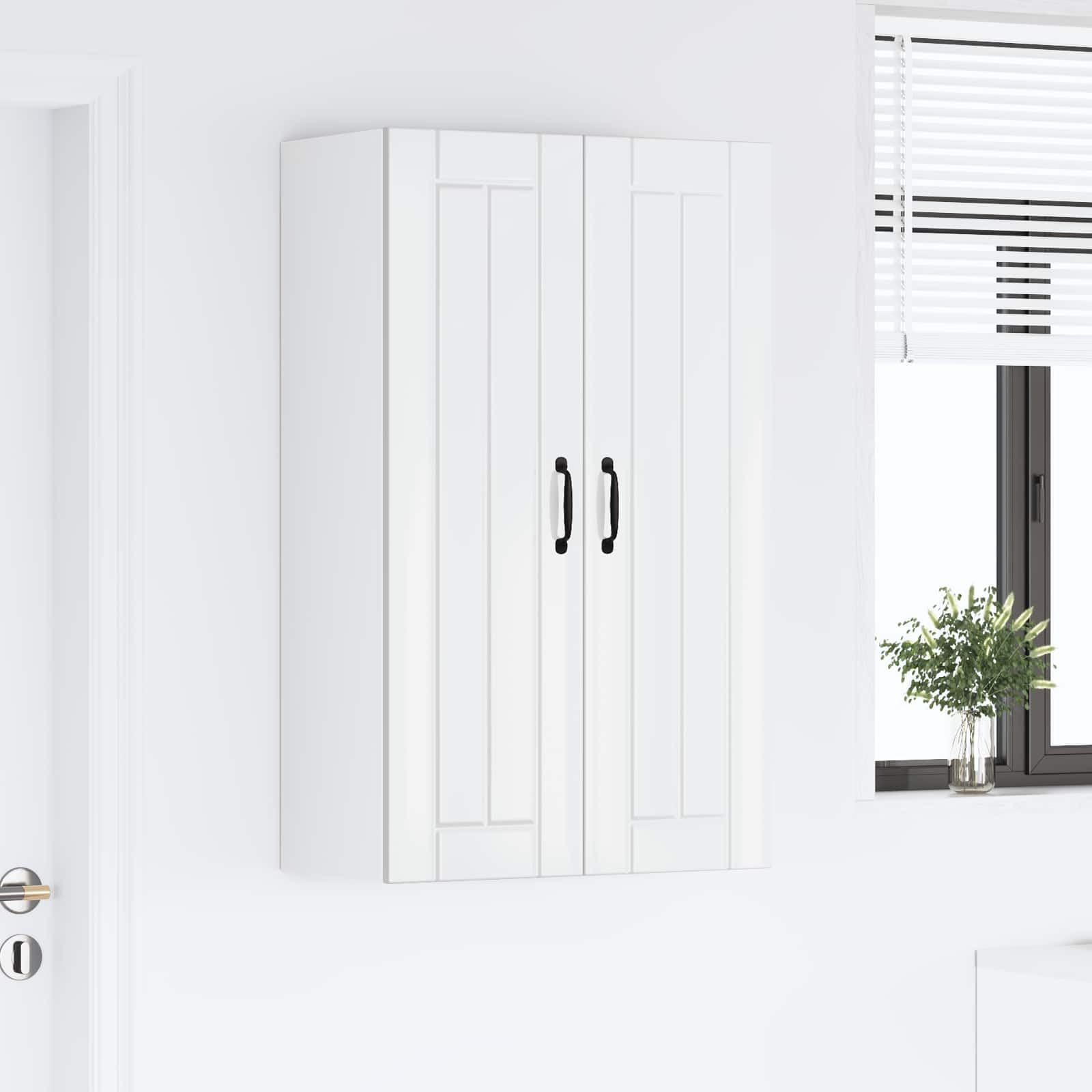 Fengshui Enrouleur de vaisselle en bois blanc brillant 100 cm