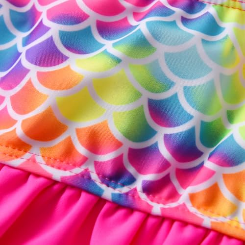 Image of DXTON Girls Summer Swimsuit Beach Sport One Pieces Ruffled Tankini Cartoon Bathing Suit Swimwear