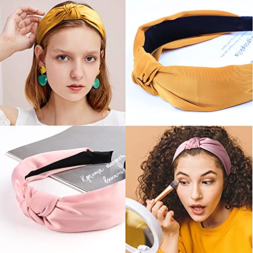 Tobatoba Knotted Headbands For Women 10 Pack Solid Color Headbands For Women Head Bands Diademas Para Mujer De Moda Wide Knot Headbands Elastic Hairband Hair Accessories For Women And Girls #TOP1