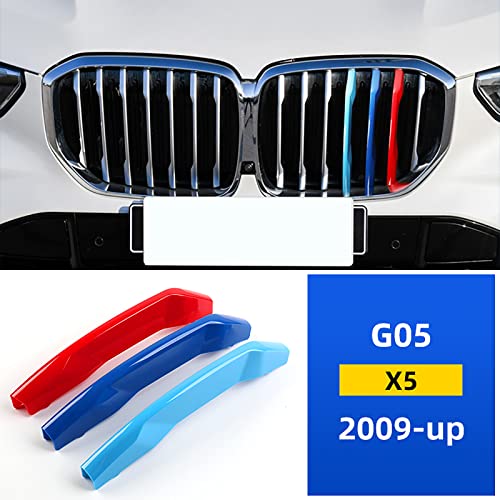 Image of M-Colored Stripe Grille Insert Trims for BMW Accessories, ABS Car Accessories for BMW Grill Stripes X5 G05 2019-2023 Without Night Vision 7-Beam
