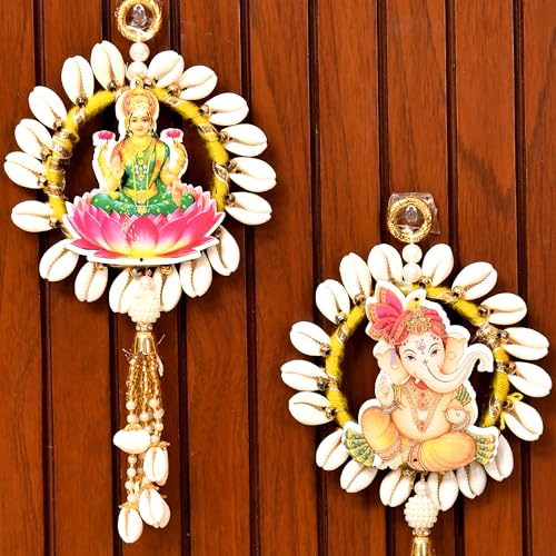 Image of CraftVatika Diwali Decoration Items, Wall Hanging for Home Decoration, Laxmi Ganesha Latkan Toran for Home Wall Door, Diwali Deepawali Gifts (22 CM Height) (2 Pieces)