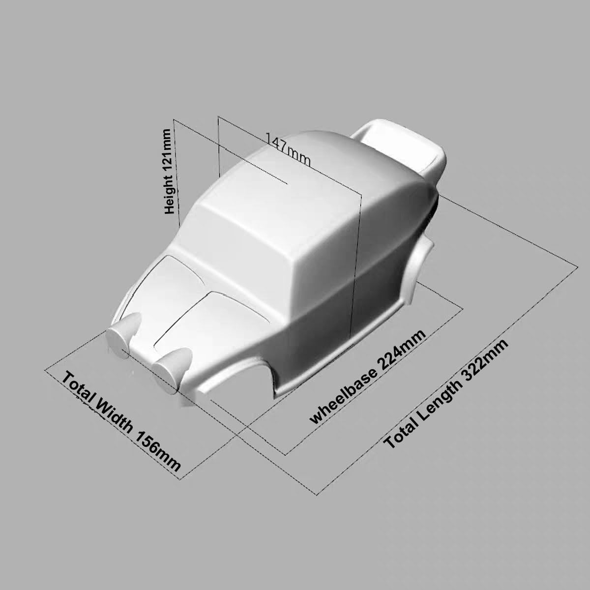 SANTAIZI 1/12 Scale Beetle Clear Body Shell Replacement Wheelbase 224mm
