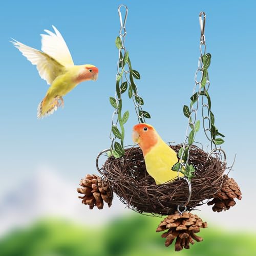 Image of Parakeet Nest, Hanging Parrot Hammock, Bird Swing Toys, Bird Perch Stand Toys, Birdcage Accessories, Suitable for Small to Medium Bird Parakeets Cockatiels