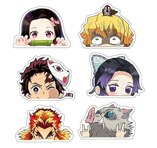 6 unids 5.5 pulgadas Jumbo Demon Slayer Peeker Anime personaje de coche calcomanía para puerta de...