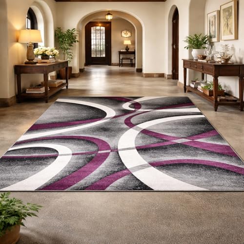 Alfombra lavable de 70x140 cm, alfombras para sala de estar y pasillo moderno morado Rururug 2