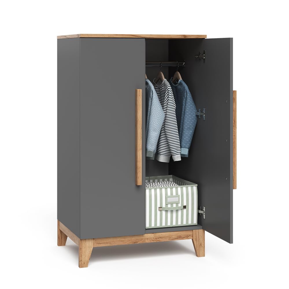 VitaliSpa Armario Infantil Malia, Gris/Artisan, 70 x 120 cm, para Guardar Ropa Infantil y combinable